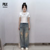 P&X设计师女装裤闲微潮破洞磨破阔腿高腰牛仔长裤 824210373 蓝色 商品缩略图1