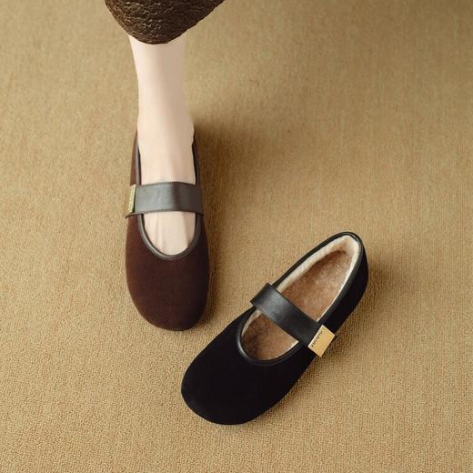 【预售5天】全真皮磨砂羊皮一字带玛丽珍鞋，圆头浅口单鞋平底舒适小皮鞋NJMK&K1205M-1 商品图1