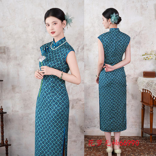 SKY 66990时尚改良新中式长款无袖日常修身旗袍 商品图1