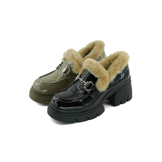 Westory2025年冬季厚底加毛乐福鞋百搭深口单鞋S25DM86061 商品图0