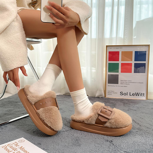 【超值39.9/双❗️加绒踩屎感棉鞋】秋冬新款棉拖鞋女款，家居/室外厚底棉鞋，包头毛毛拖鞋舒适耐磨外出棉拖鞋L 商品图1