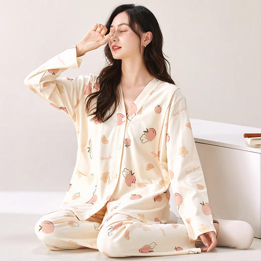 自然醒胧棉女士月子服家居服7A抗菌100%棉和服系列睡衣QH 商品图8