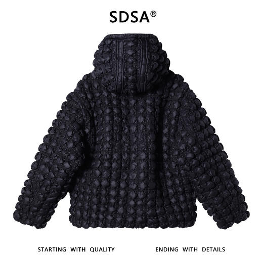 23835SDSA男士秋冬新款痞帅男装老钱风纯色格纹拉链连帽白鹅绒服外套 商品图5