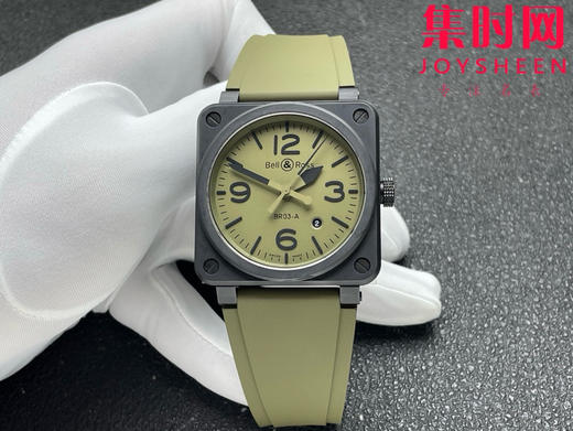 BR-柏莱士INSTRUMENTS系列BR0392 青铜壳BR-0392 “牛油果绿” 方形男士腕表 陶瓷壳搭配天然橡胶表带 商品图0
