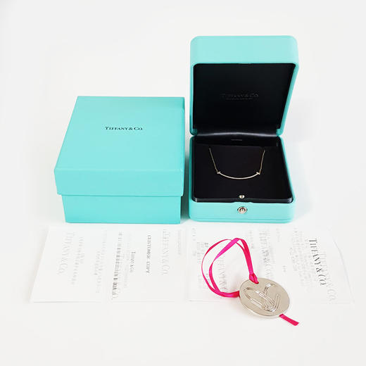 【95新】Tiffany & Co.蒂芙尼Tiffany T 系列小号18K黄金满钻笑脸Smile项链女士081025TJ03现售价：10000 商品图1