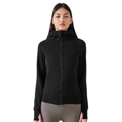 修身小蛮腰夹克外套防风连帽夹克衫SCA新款加厚保暖连帽外套女户外健身卫衣瑜伽服夹克运动上衣 商品图5