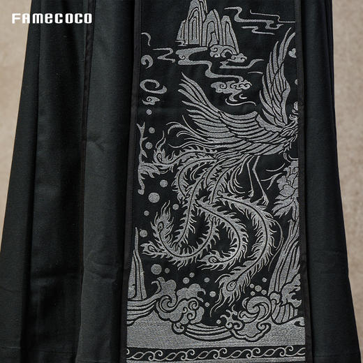 Famecoco新中式国风织金凤凰刺绣马面裙宽松长款半身裙FAC8HA026 商品图2