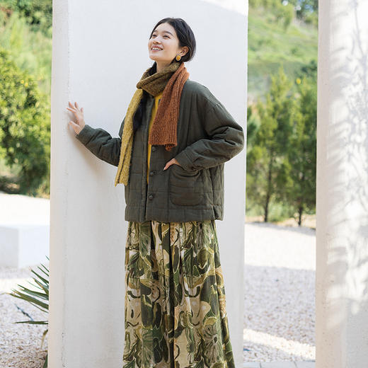 绽放677朵/国风棉服·苎麻棉新中式帅气感一手长棉衣新款冬季外套 商品图3