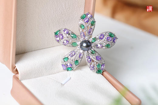 【紫荆花】大溪地海水珍珠胸针 商品图2