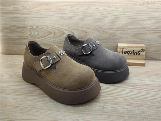 2025豪行春季新款专柜正品真皮勃肯鞋时尚舒适厚底女单鞋25130097 商品图3