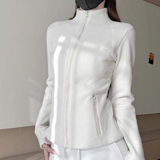 双面奥粒绒 修身立领小蛮腰外套 加绒内搭瑜伽服摇粒绒外套女2025新款秋冬季抓绒卫衣运动上衣 商品图9