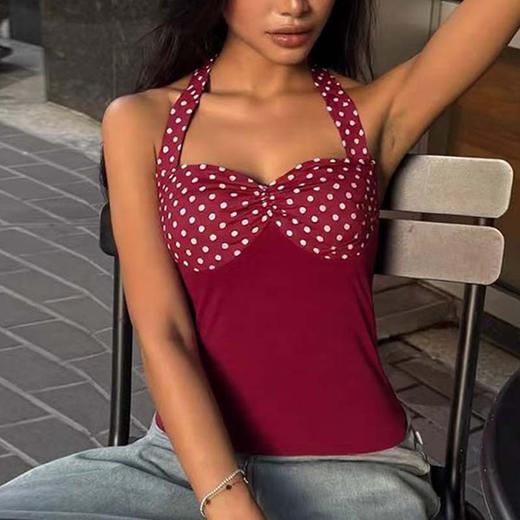 【126元任选2件】跃牌【漫西】系列 新款时尚拼色波点瑜伽服背心户外运动漏背健身衣 商品图2