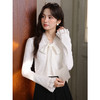 鹿向南「柔软时光」法式蝴蝶结白色长袖T恤女秋打底内搭显瘦上衣 商品缩略图0