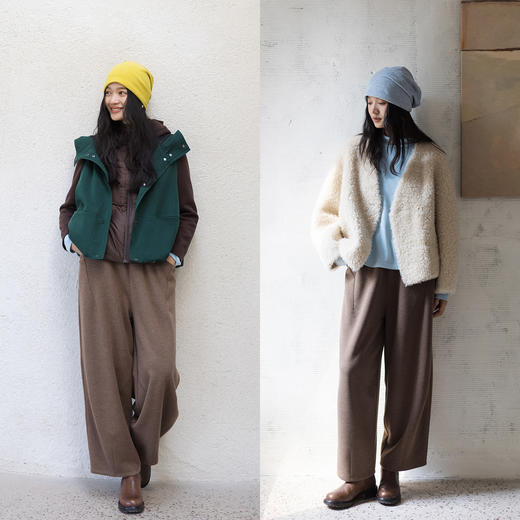 特绽放648朵/云朵裤·绵羊毛醋酸混纺绒感可水洗加厚宽松萝卜裤女 商品图3