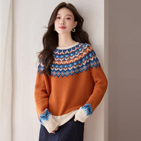 QF 20-1575羊毛毛衣复古慵懒风宽松洋气上衣