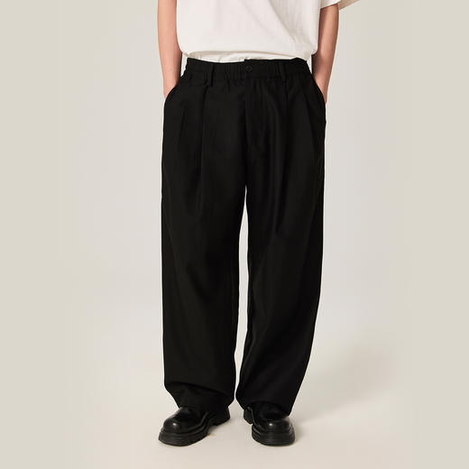 NPC潮牌100%绵羊毛长裤松紧宽腰裤装秋季新款男自然垂感NP46TR06 商品图1