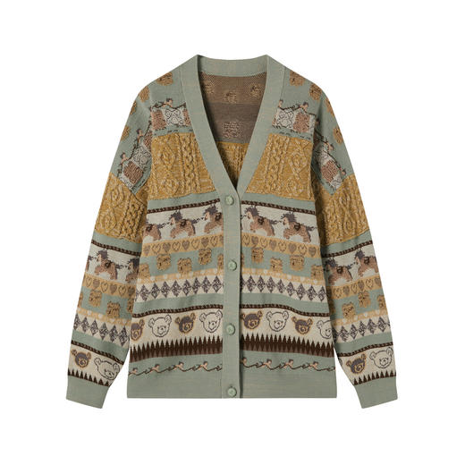 谜底针织开衫长袖2025冬季新品时髦廓形原创图案毛衣女254MZ1916 商品图4