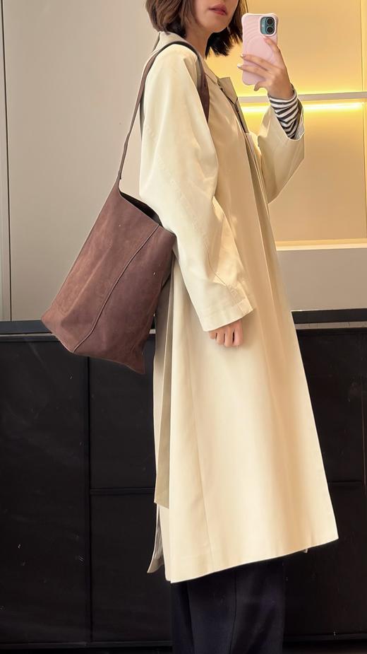 拉夏贝尔/La Chapelle极简高级翻领风衣早秋韩版休闲宽松廓形大衣中长款 商品图11