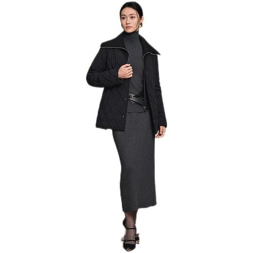 波司登 女针织领菱形格收腰一手长羽绒服 B250134152 商品图1