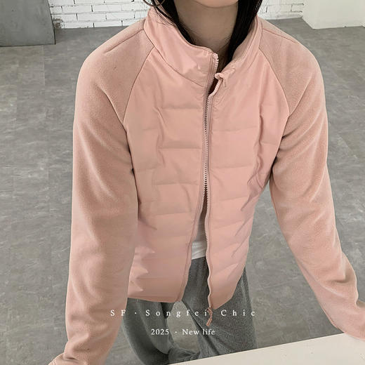 【立领轻薄羽绒服】秋冬拼接内胆外套 修身实用短款运动跑步外套  商品图1
