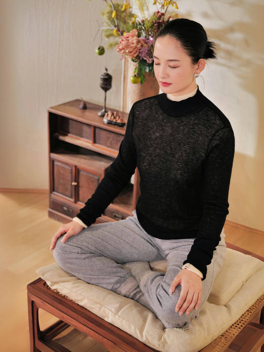 致柔翩然 羊毛静坐 自在松弛感暖裤 山林曦照 商品图3