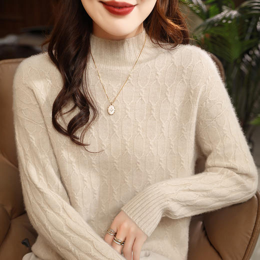 【清河羊毛羊绒专场】鹿展8892 女士半高领打底衫羊毛衫 100%羊毛 商品图4