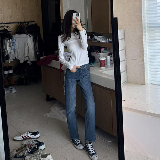 ROMI STUDIO“Clean fit”舒适纯棉白色轻柔圆领长袖T恤 RWBWSH1633 商品图0