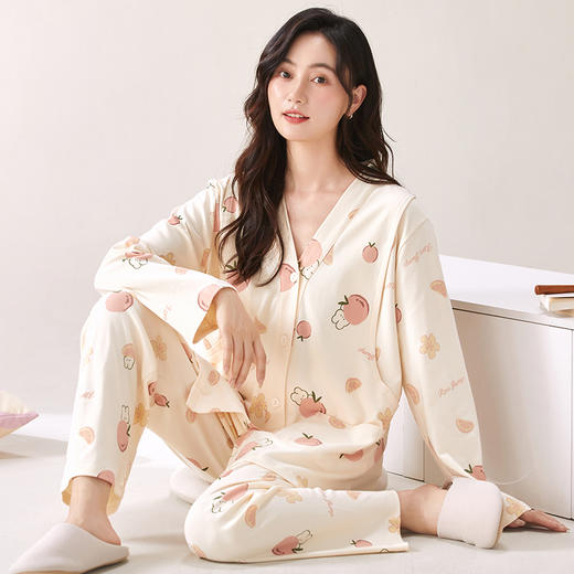 自然醒胧棉女士月子服家居服7A抗菌100%棉和服系列睡衣QH 商品图10