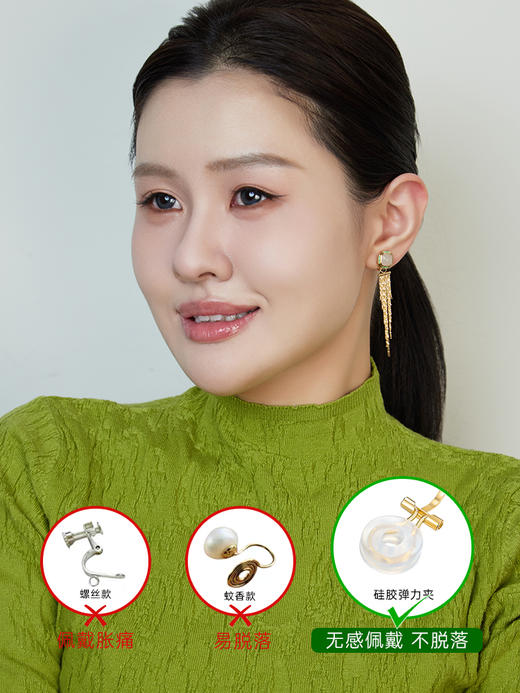 【天猫同款】两戴款玉塔-18K金和田玉祖母绿宝石耳夹 商品图2