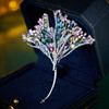 璀璨超闪微镶锆石银杏叶胸针，轻奢风百搭宴会西装高级感配饰LY-M-345 商品缩略图0