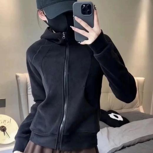 双面奥粒绒 修身立领小蛮腰外套 加绒内搭瑜伽服摇粒绒外套女2025新款秋冬季抓绒卫衣运动上衣 商品图4