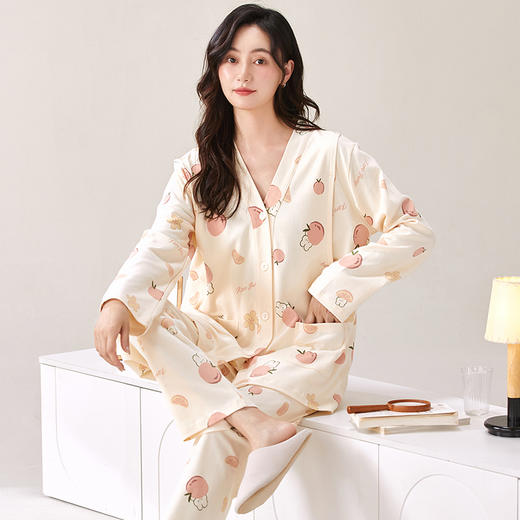 自然醒胧棉女士月子服家居服7A抗菌100%棉和服系列睡衣QH 商品图13