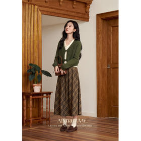 【6折秒杀】鹿向南「加林诗蔓」慵懒假两件针织衫2025秋冬新款V领宽松上衣L39837-DYL661292BSQ