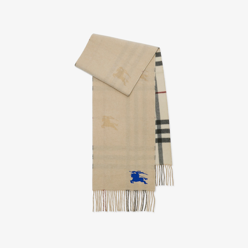 【四】BURBERRY 巴宝莉 男女通用马术骑士徽标双面两用格纹羊绒围巾 格子 8095224 A1450