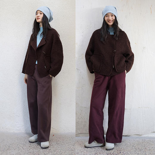 绽放680朵/苏力贝贝·羊驼绒羊毛混纺短款毛呢外套百搭新款呢大衣 商品图2