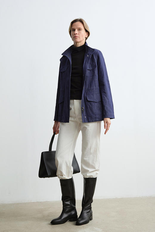 ROMI STUDIO“棕标甄选”头层牛皮拼羊皮油蜡粗跟长筒靴RW24LP30426 商品图2