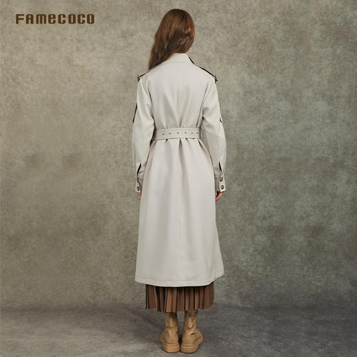 Famecoco设计师款职场通勤立领长款风衣长期主义高级感FAC6AT001 商品图4