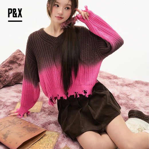 P&X设计师女装2025冬季A字短裙百褶裙显瘦半身裙825407099 咖色 商品图3