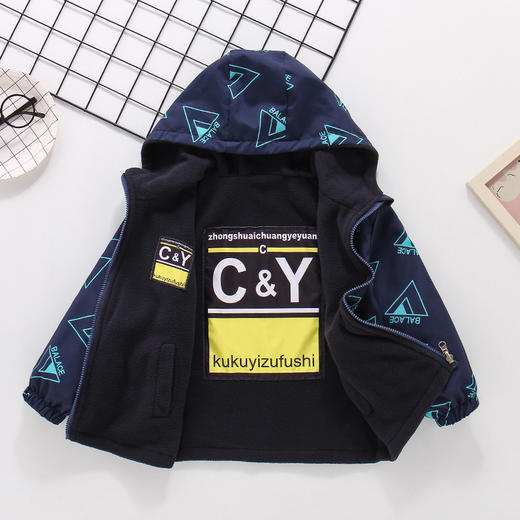 男童新款秋季双面穿外套加绒中大童上衣春秋风衣摇粒绒冲锋衣 商品图2