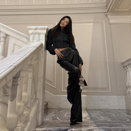 ROMI STUDIO “时装周皮裤” 法国进口小羊皮扣袢式皮裤 RWCWXG6552 商品图1