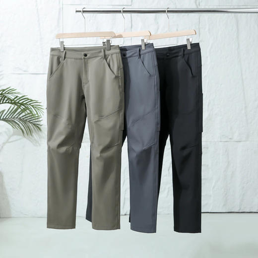 飞系户外！2025秋冬男士防风加绒加厚保暖通勤直筒骑行徒步软壳休闲裤！ 商品图0