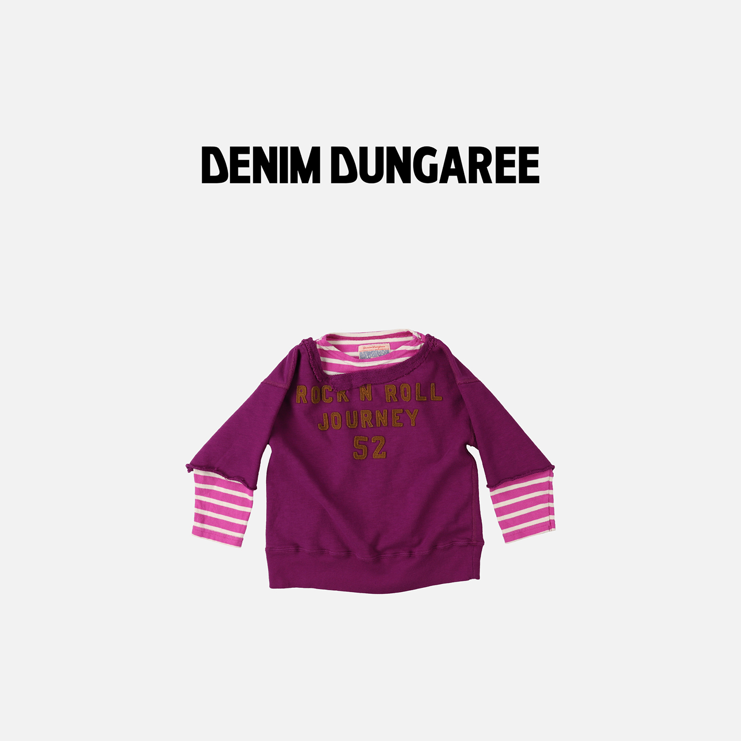 日本DD童装 DENIM DUNGAREE 女童 52 层叠破坏领设计卫衣