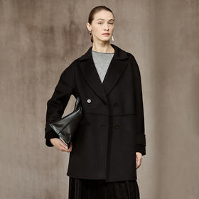 Famecoco范可儿100%绵羊毛经典翻领双面呢大衣FAC8AR006