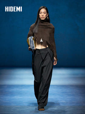 HIDEMI 大秀款藏地可溯源牦牛绒拉毛长拉绒系列流苏不对称加厚大斗篷针织毛衣双层双面加厚外套