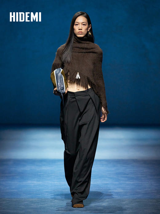 HIDEMI 大秀款藏地可溯源牦牛绒拉毛长拉绒系列流苏不对称加厚大斗篷针织毛衣双层双面加厚外套 商品图0