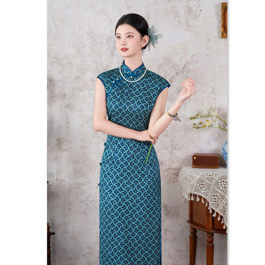 SKY 66990时尚改良新中式长款无袖日常修身旗袍 商品图0