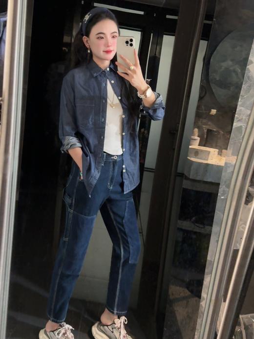 秋冬款蓝色长袖气质百搭叠穿衬衣外套 商品图1