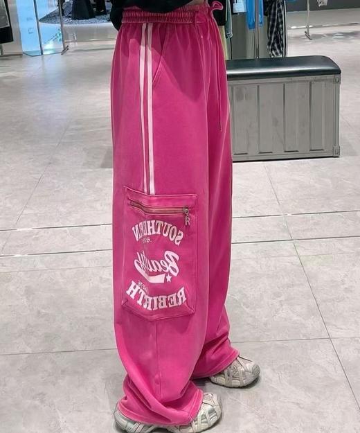 ZC抽绳松紧腰字母口袋工装裤50624（红）秋季253011000321 商品图1