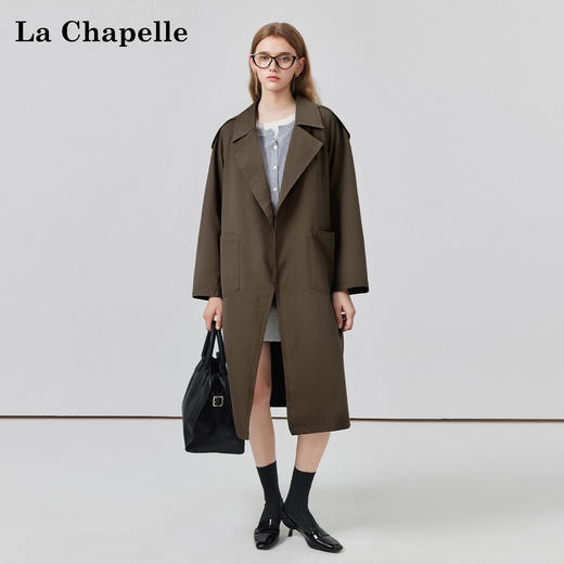 会员福利【100棉！高级气质】拉夏贝尔/La Chapelle极简高级感气质外套早秋全棉挺括有型长款风衣 商品图1