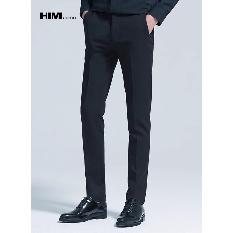 HIM漢崇 商务修身微弹西裤男舒适透气正装通勤纯色长裤 2025秋季